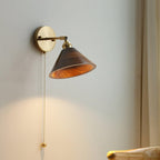 Harlow Vintage Pull Chain Wall Lamp – Wooden Dome Design