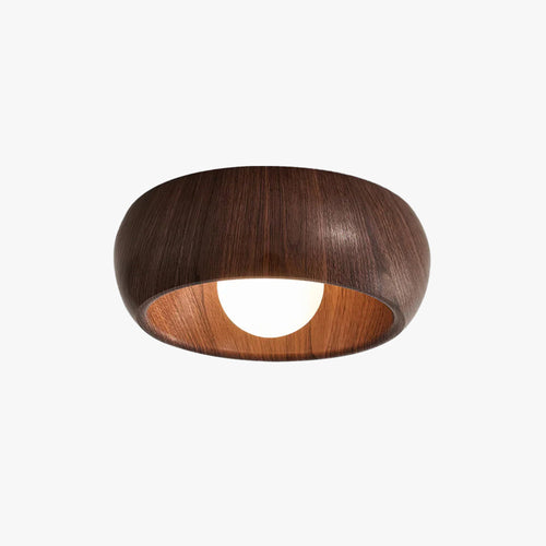 Liora Wooden Flush Ceiling Light – Minimalist Dome Style