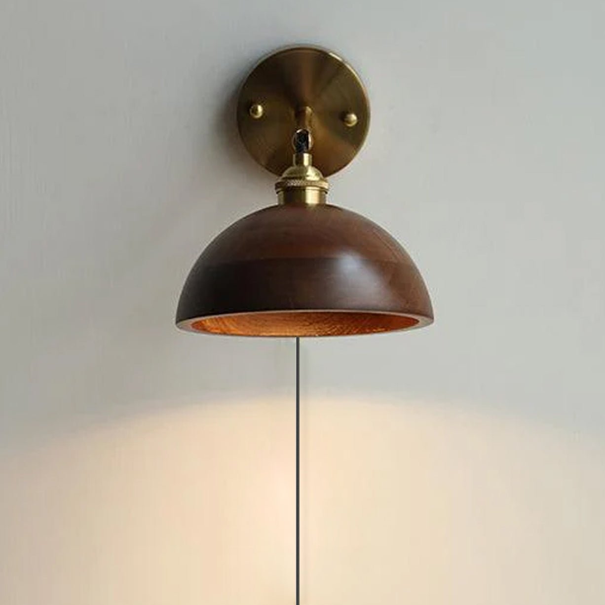 Harlow Vintage Pull Chain Wall Lamp – Wooden Dome Design