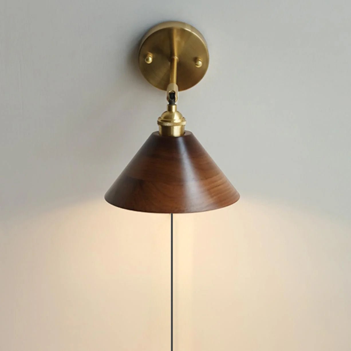 Harlow Vintage Pull Chain Wall Lamp – Wooden Dome Design
